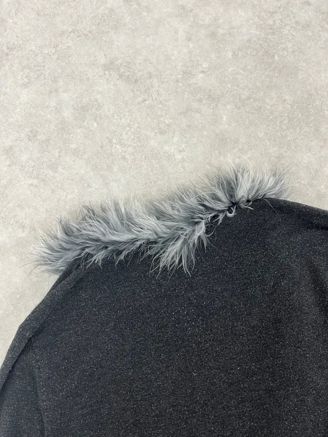 2000s Moschino Fur Line Grey Cardigan MtQfwgu 6