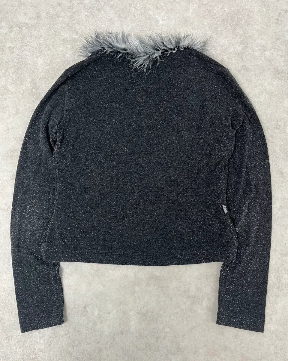 2000s Moschino Fur Line Grey Cardigan MtQfwgu 7