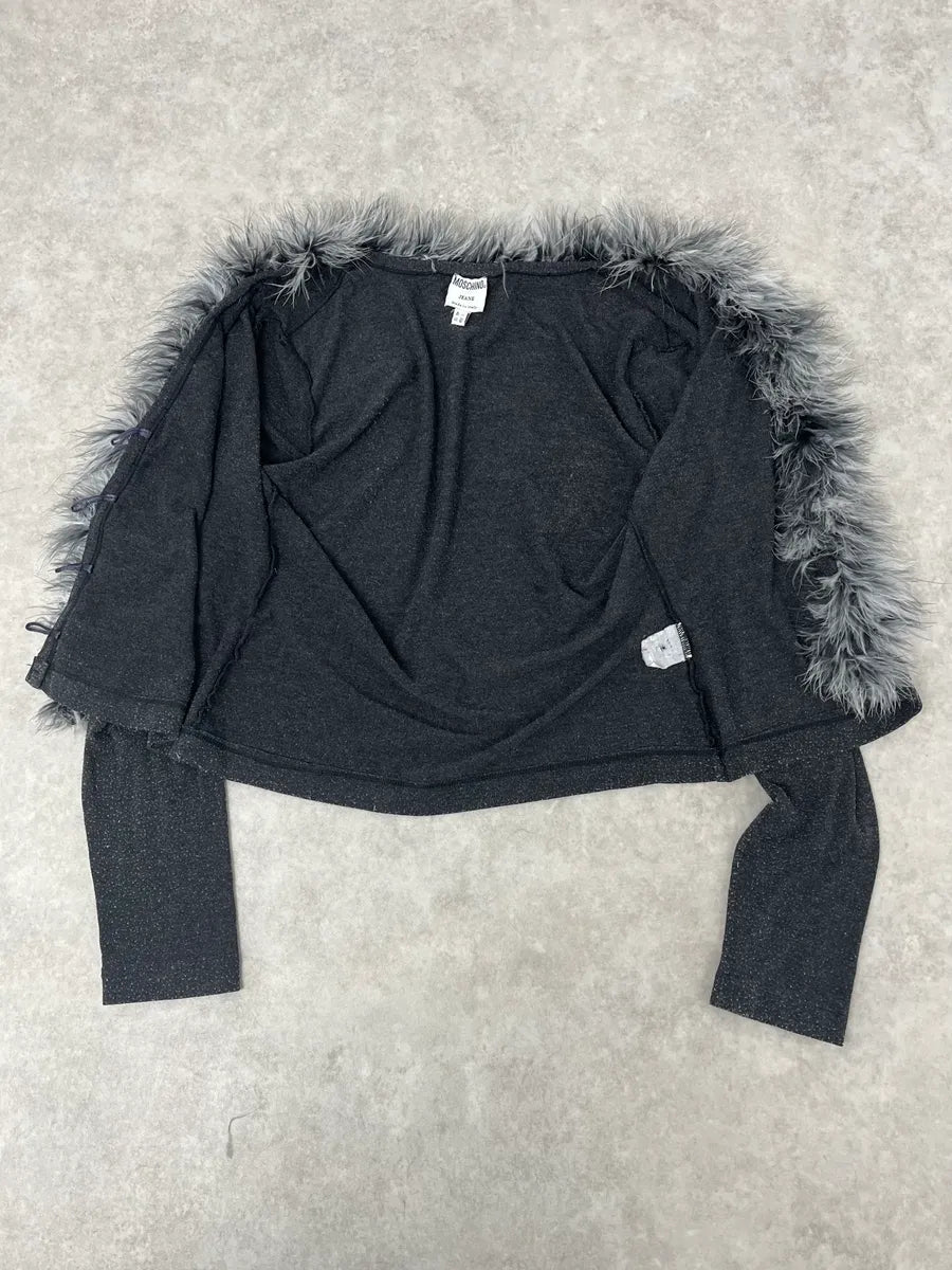 2000s Moschino Fur Line Grey Cardigan MtQfwgu 9