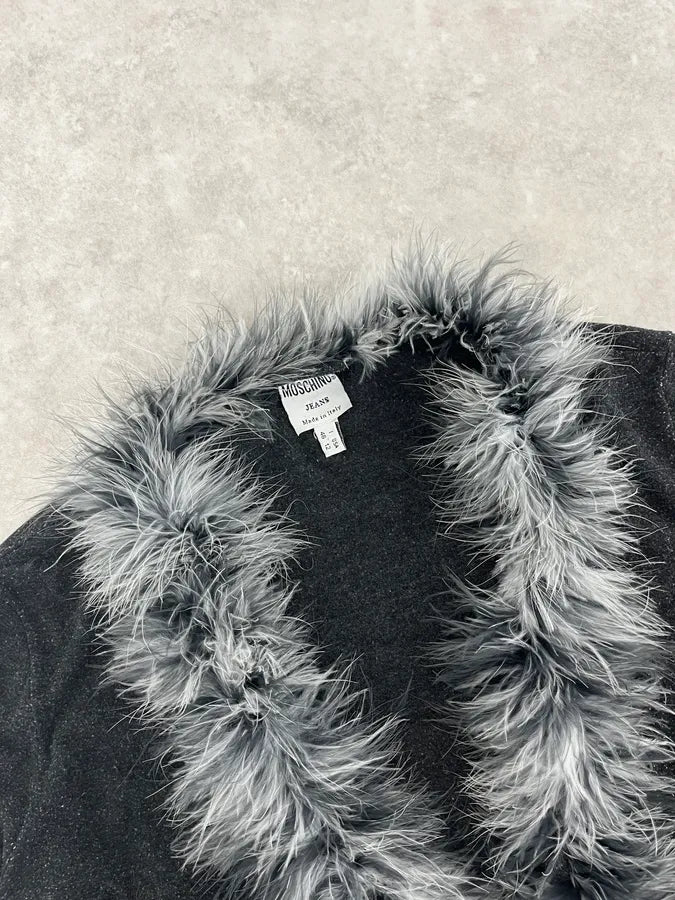2000s Moschino Fur Line Grey Cardigan MtQfwgu 4