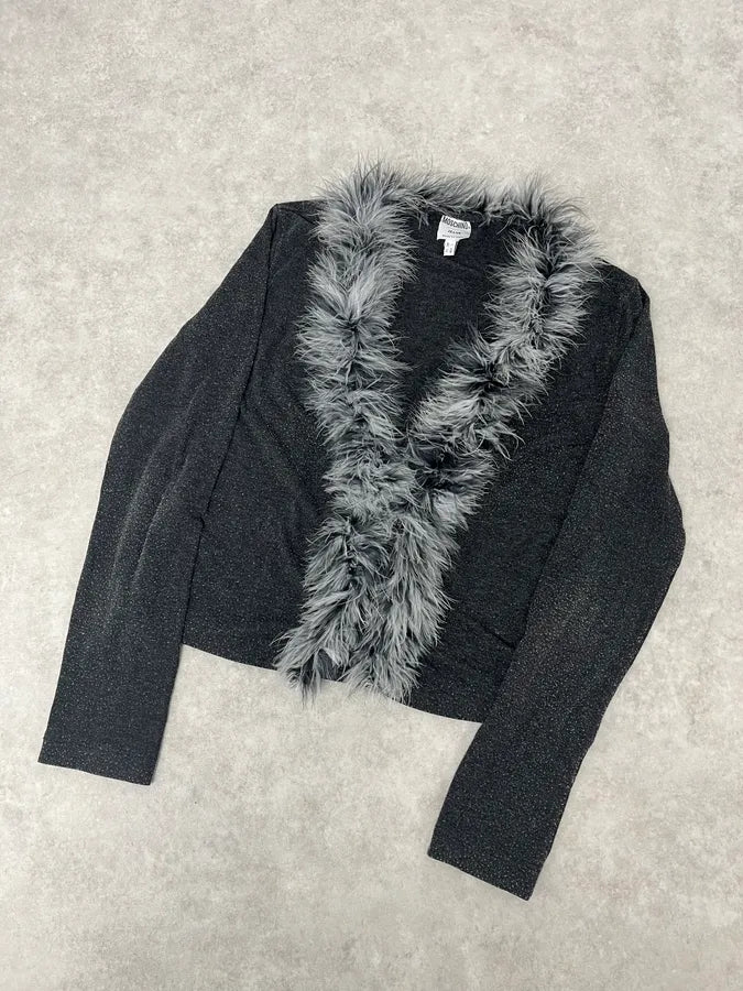 2000s Moschino Fur Line Grey Cardigan MtQfwgu 5