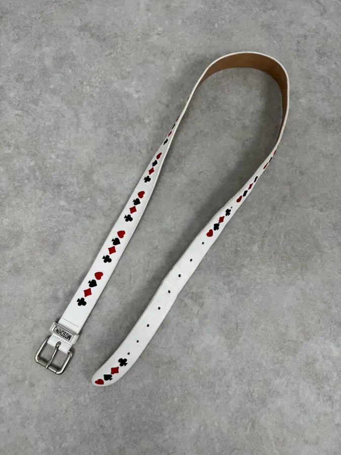 2000s Moschino Gambling White Leather Belt nBVWFQN 2