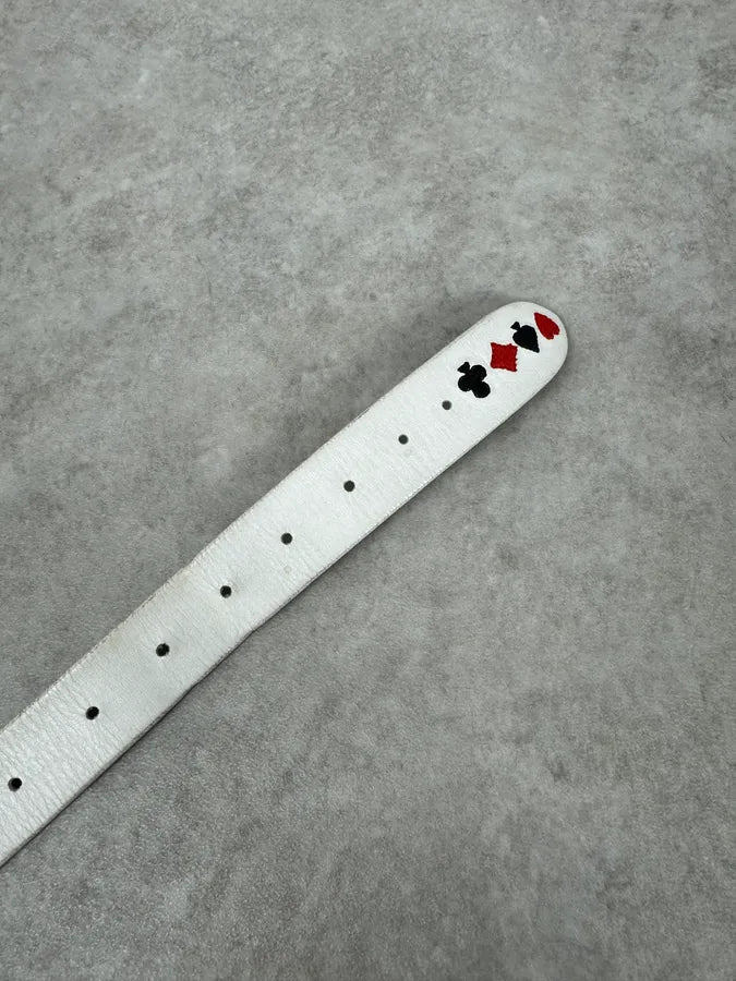2000s Moschino Gambling White Leather Belt nBVWFQN 5