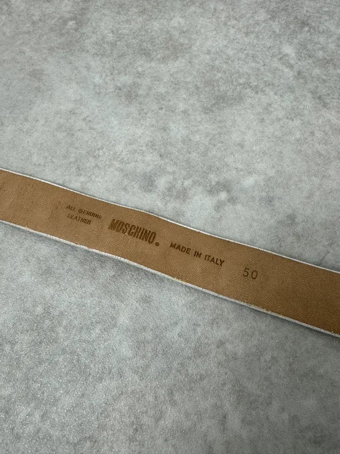 2000s Moschino Gambling White Leather Belt nBVWFQN 7
