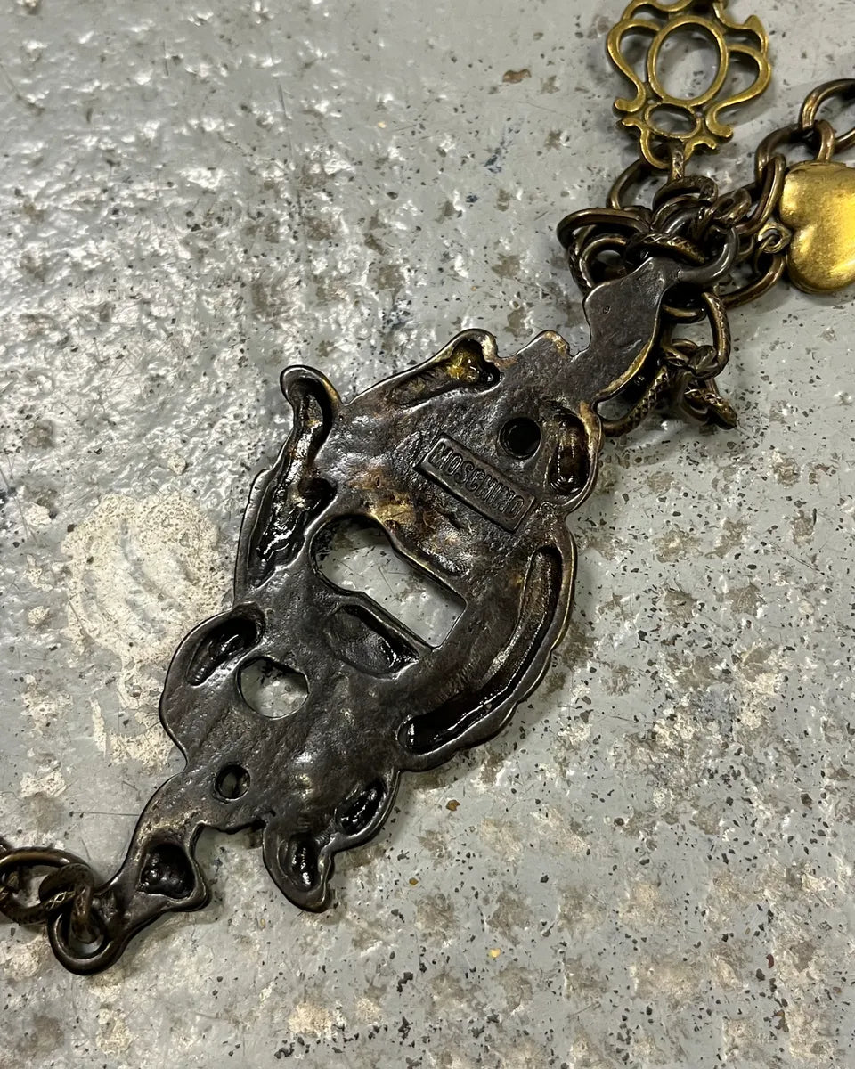 2000s Moschino Gold Metal Lock Charm Chain Necklace NhVDtMl 7