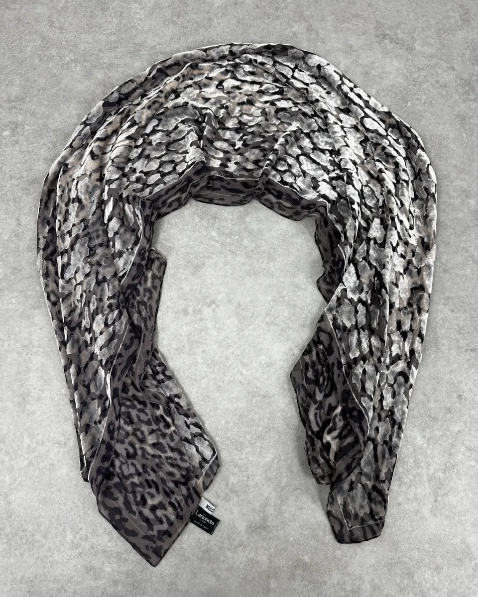 2000s Moschino Grey Rock Silk Scarf USXbSCb 0