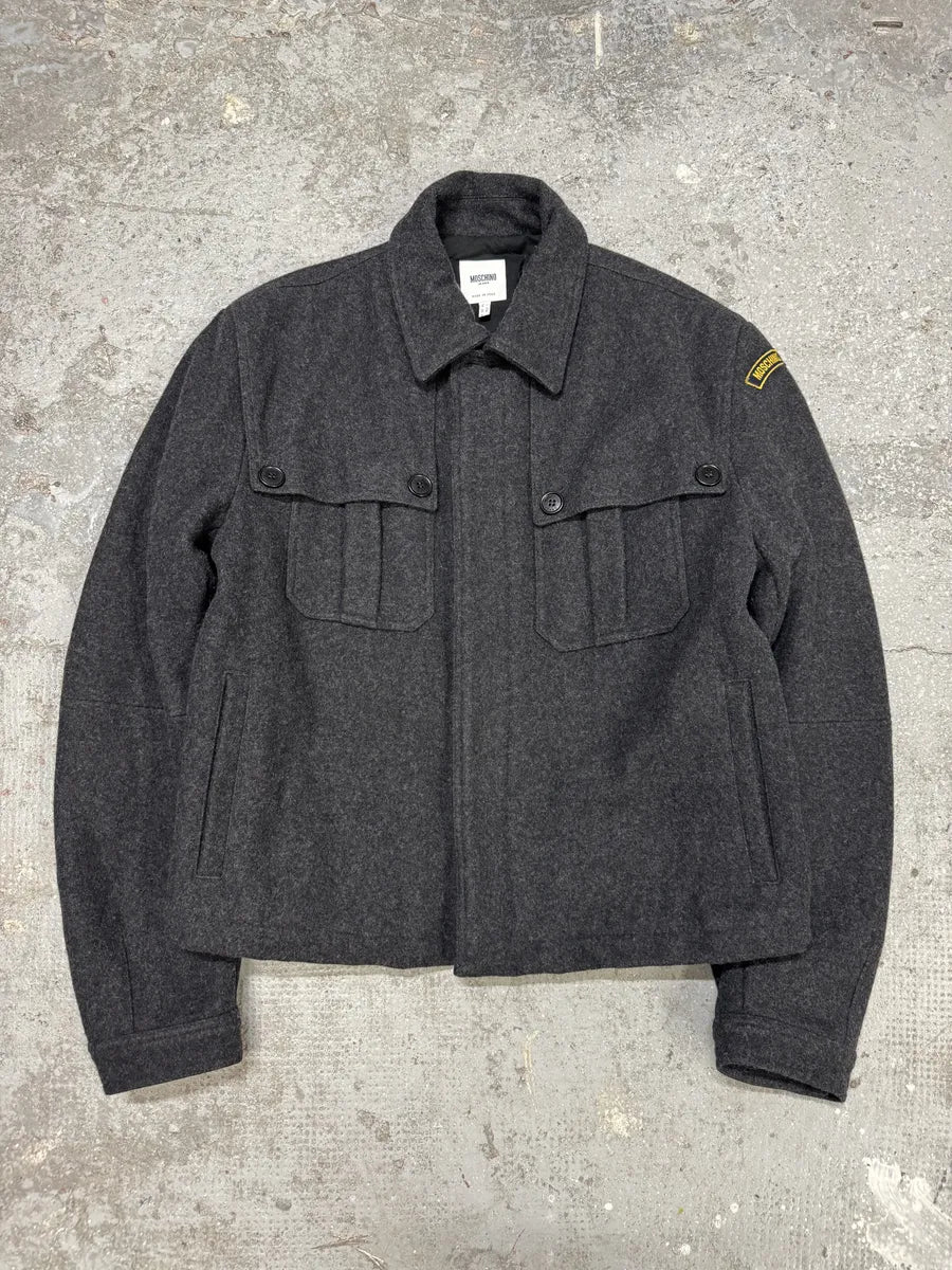 2000s Moschino Grey Wool Bomber Jacket (L) 3