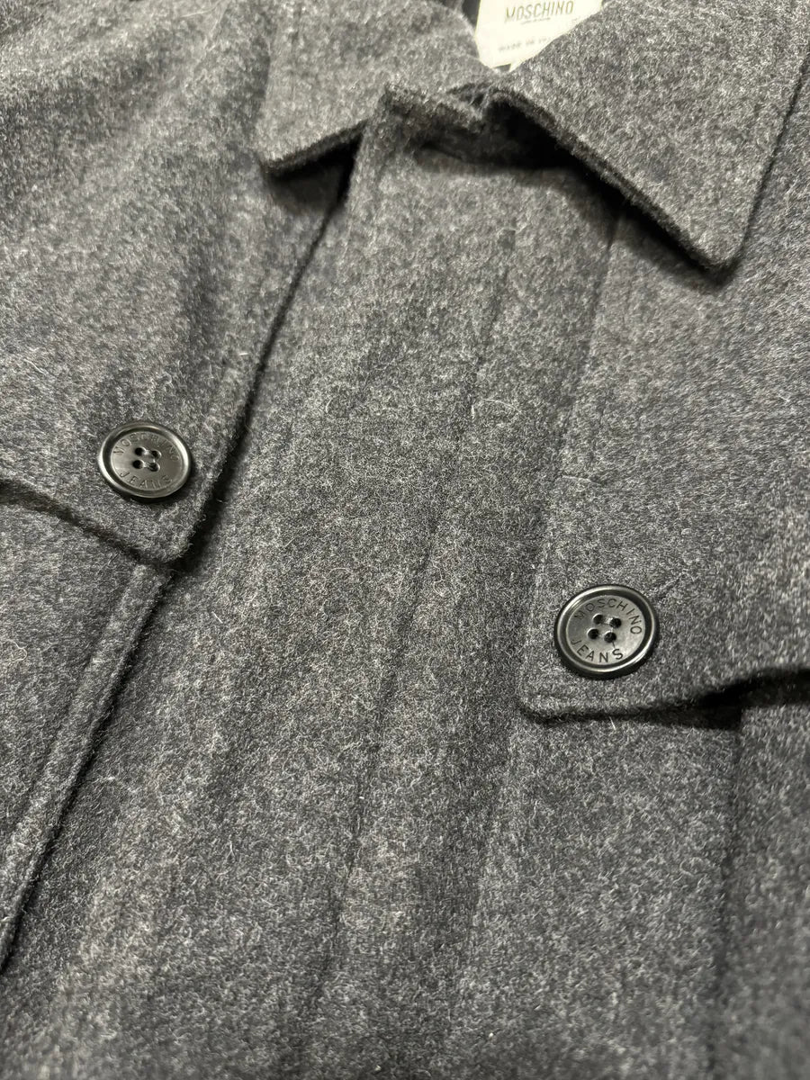 2000s Moschino Grey Wool Bomber Jacket (L) 4