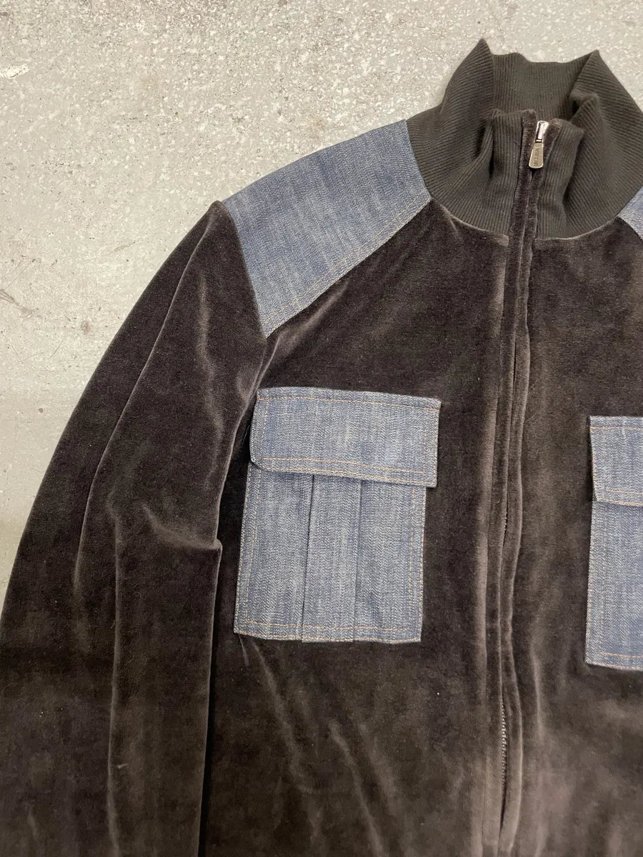 2000s Moschino Hybrid Velvet Denim Jacket xCPcjVs 10