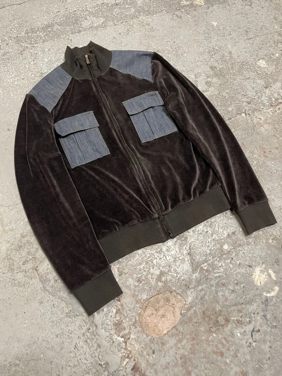 2000s Moschino Hybrid Velvet Denim Jacket xCPcjVs 2