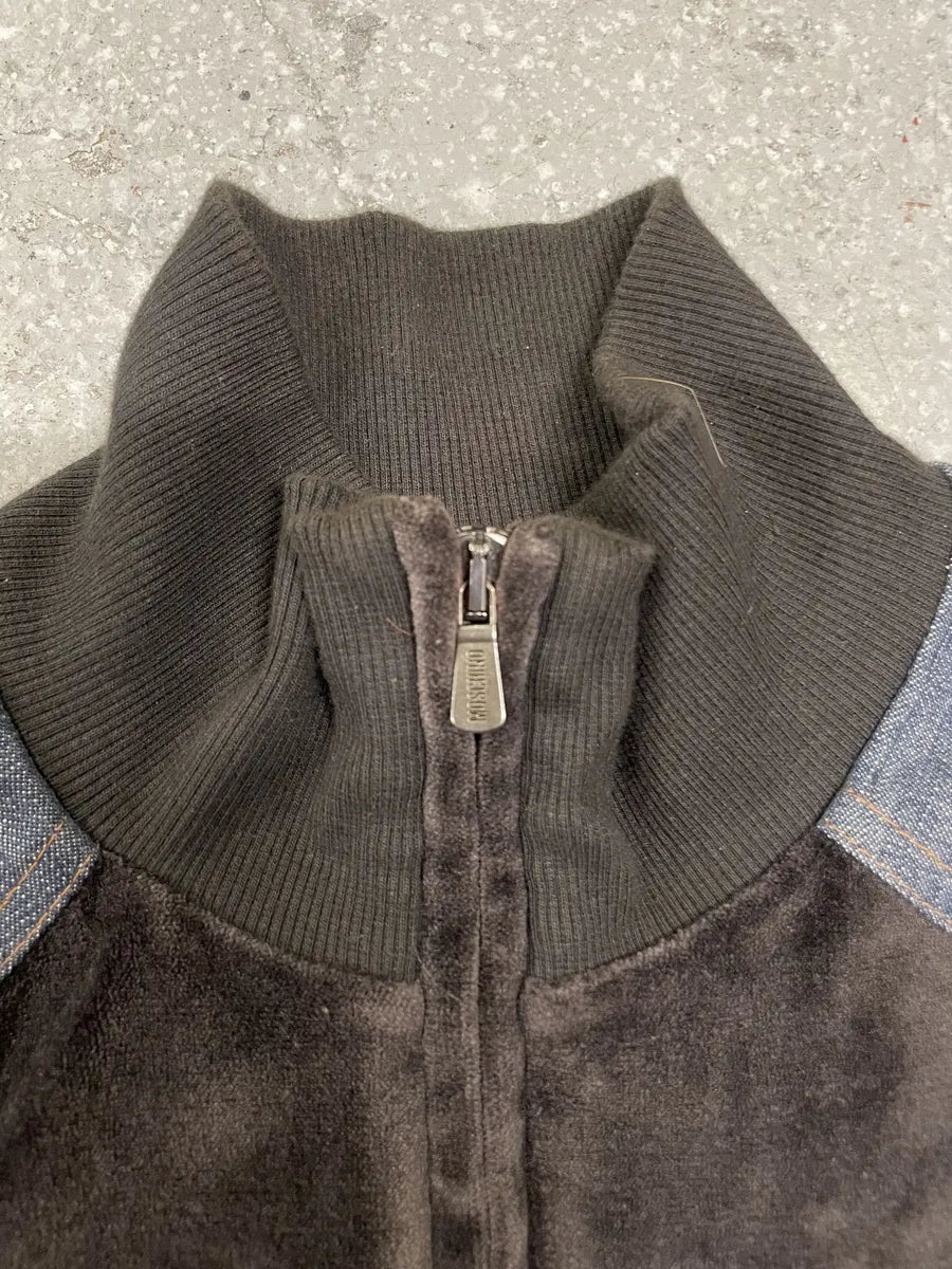 2000s Moschino Hybrid Velvet Denim Jacket xCPcjVs 4
