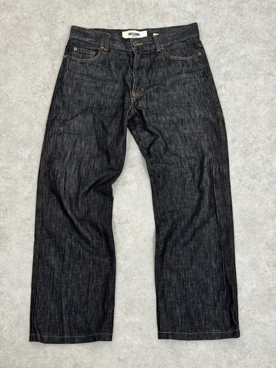 2000s Moschino Large Brut Navy Denim Jeans iLEsFhe 0