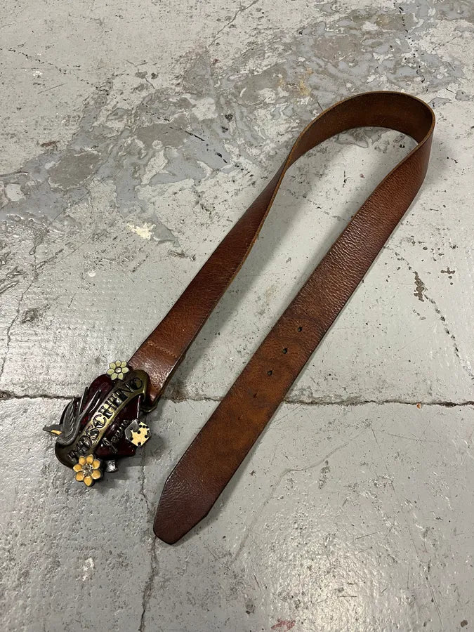 2000s Moschino Love Heart Brown Leather Belt xtZgLbv 2