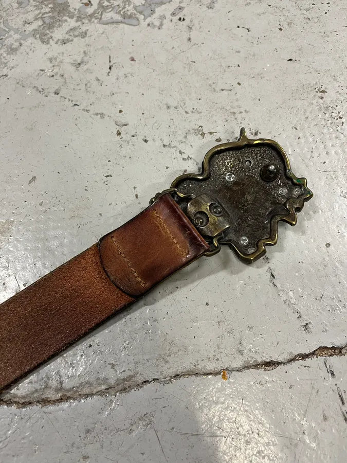 2000s Moschino Love Heart Brown Leather Belt xtZgLbv 6