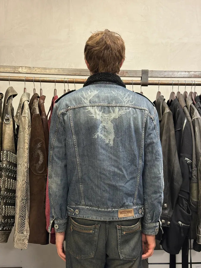 2000s Moschino Majestic Deer Blue Denim Jacket oQZmfUG 2