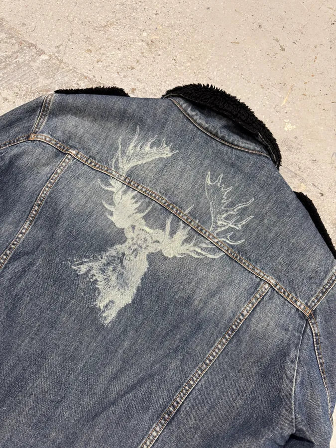 2000s Moschino Majestic Deer Blue Denim Jacket oQZmfUG 3