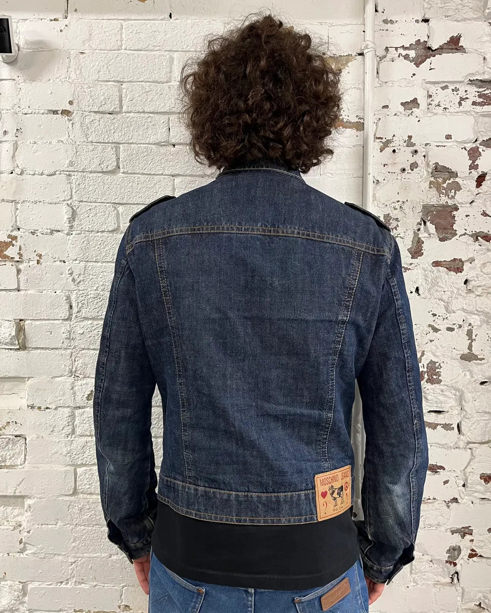 2000s Moschino Multi-Zip Blue Worker Denim Jacket KLgopfq 3