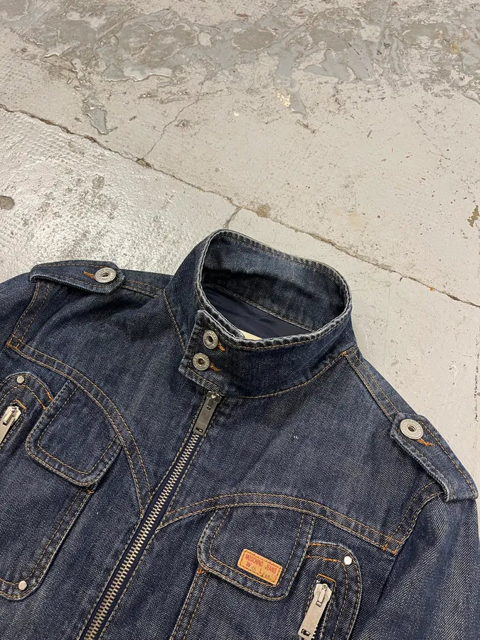 2000s Moschino Multi-Zip Blue Worker Denim Jacket KLgopfq 5