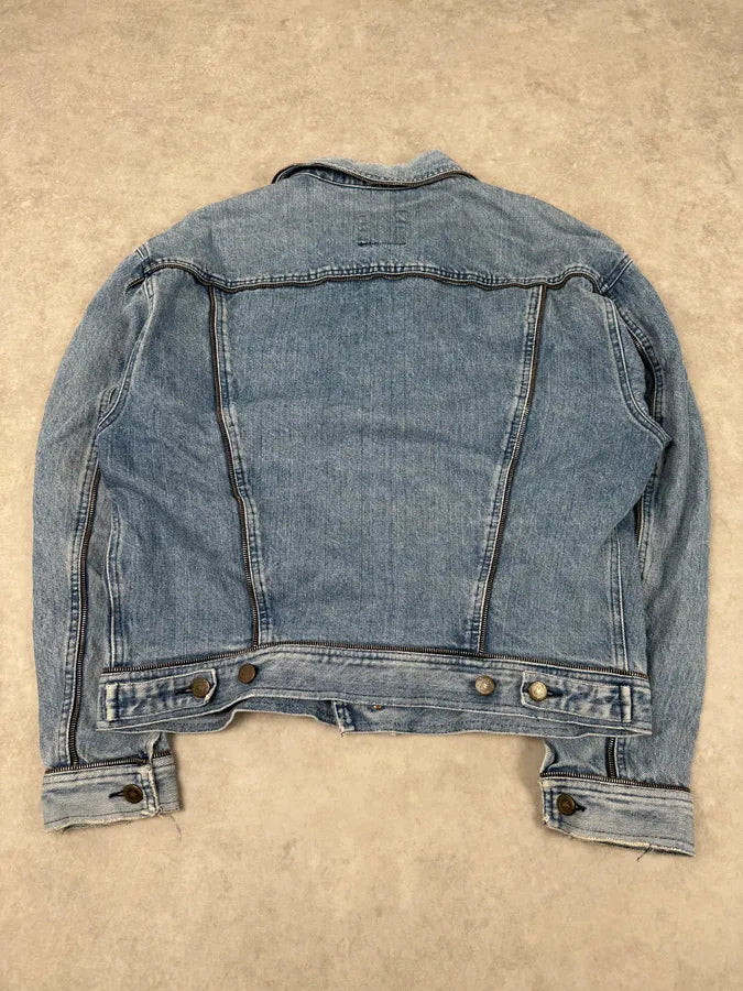 2000s Moschino Multi Zips Blue Aero Denim Jacket OzTfwIj 6