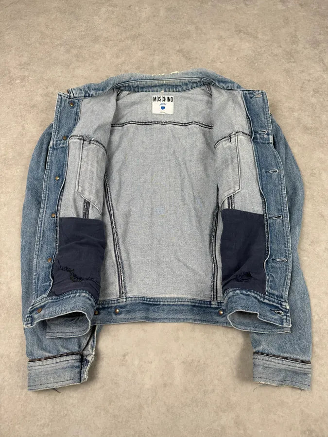 2000s Moschino Multi Zips Blue Aero Denim Jacket OzTfwIj 7
