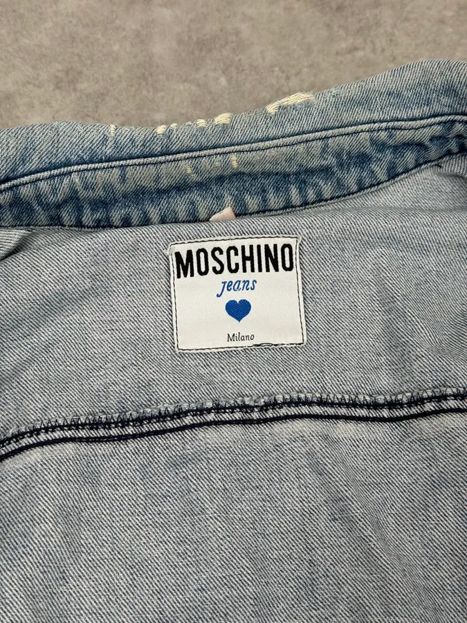 2000s Moschino Multi Zips Blue Aero Denim Jacket OzTfwIj 8