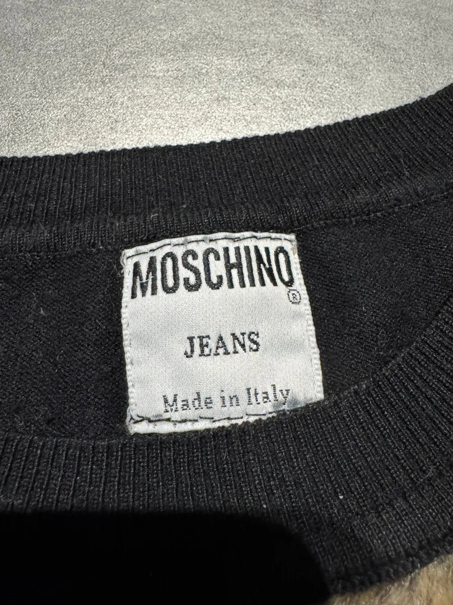 2000s Moschino Natural Faux-Fur Black Sweater TeloKES 4