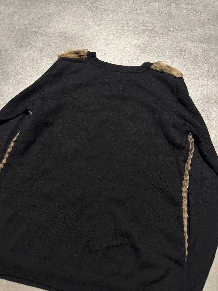 2000s Moschino Natural Faux-Fur Black Sweater TeloKES 7