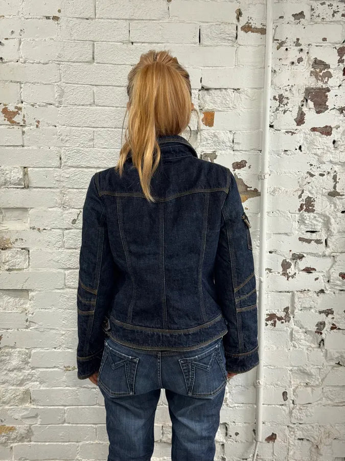 2000s Moschino Navy Brut Cargo Denim Jacket JCpcYlF 1