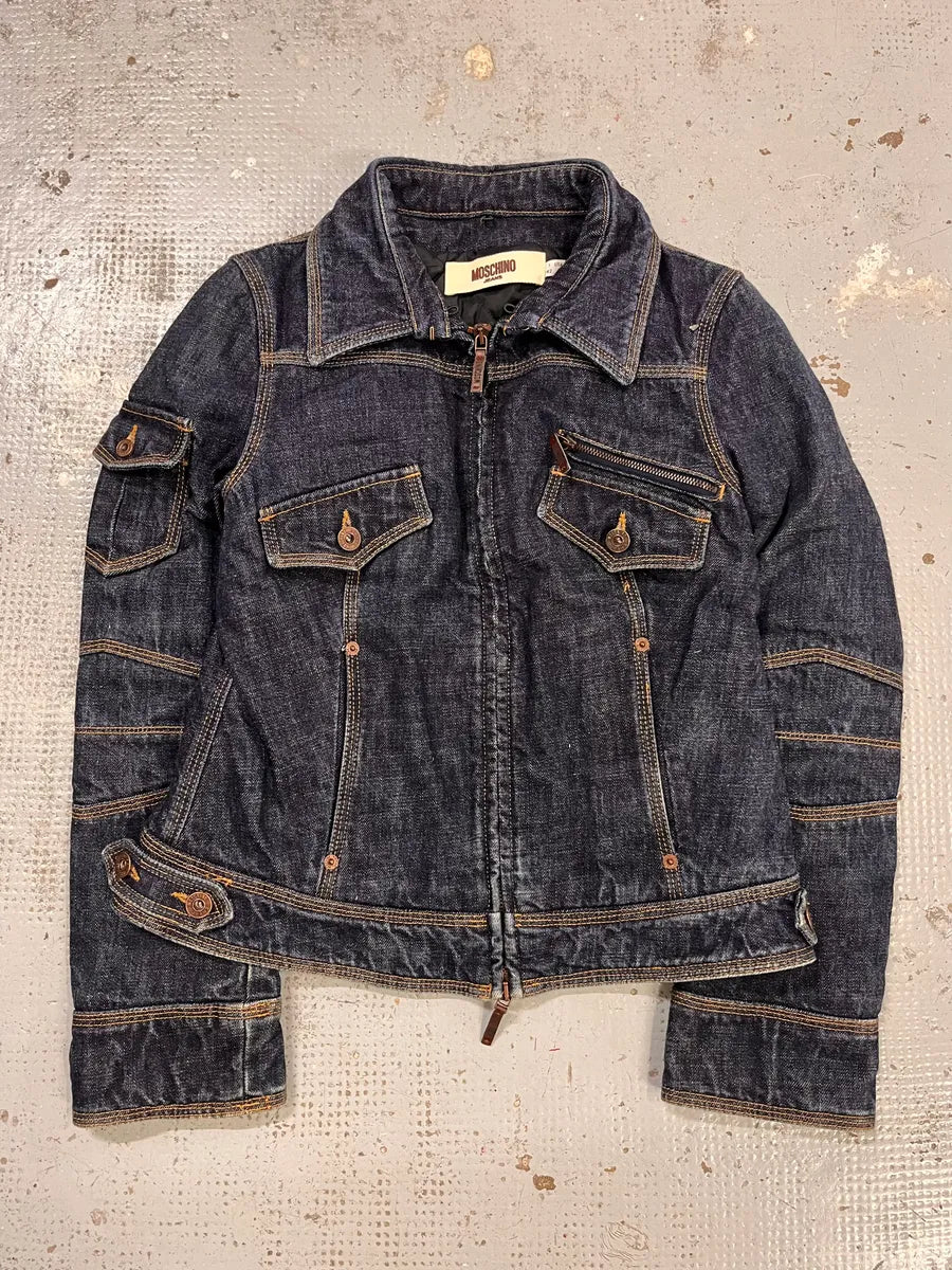 2000s Moschino Navy Brut Cargo Denim Jacket JCpcYlF 2