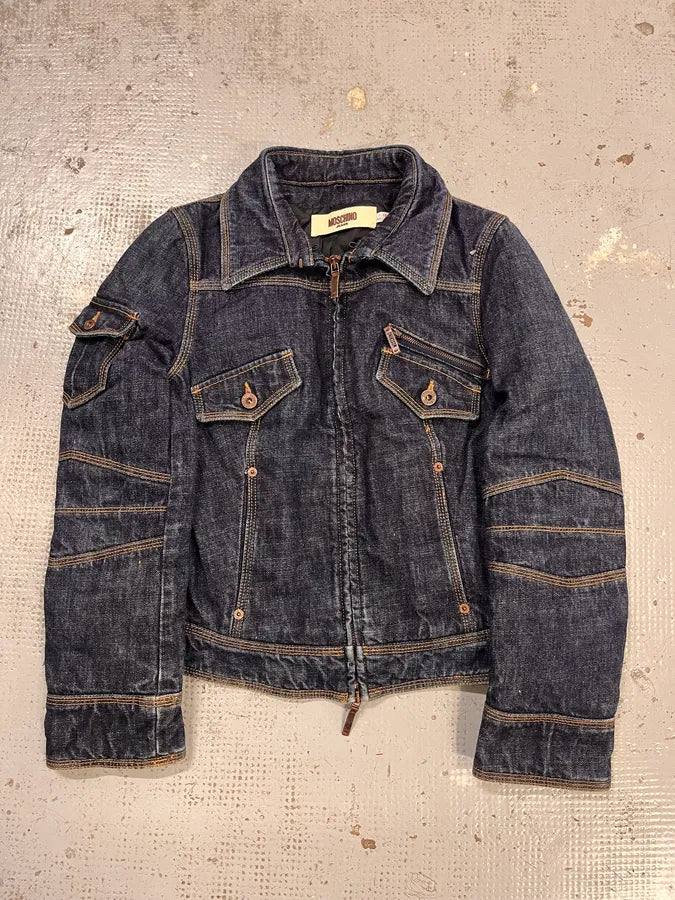 2000s Moschino Navy Brut Cargo Denim Jacket JCpcYlF 3