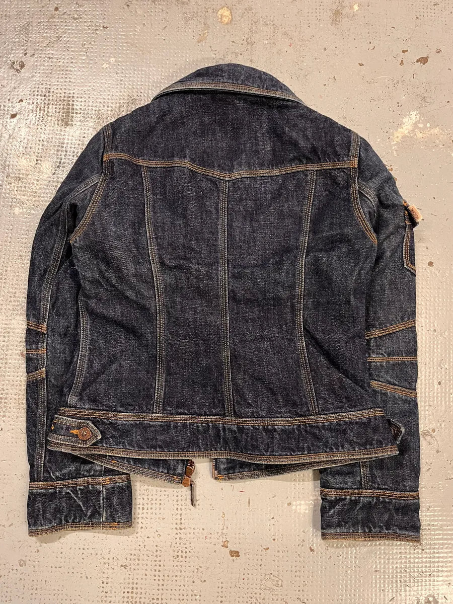 2000s Moschino Navy Brut Cargo Denim Jacket JCpcYlF 6