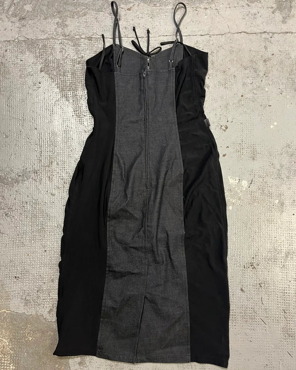 2000s Moschino Navy Denim Corset Black Dress aNFujrP 8