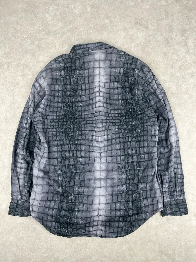 2000s Moschino Navy Scales Crocodile Effect Shirt WHVMqSE 5