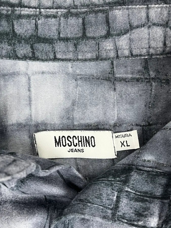 2000s Moschino Navy Scales Crocodile Effect Shirt WHVMqSE 8