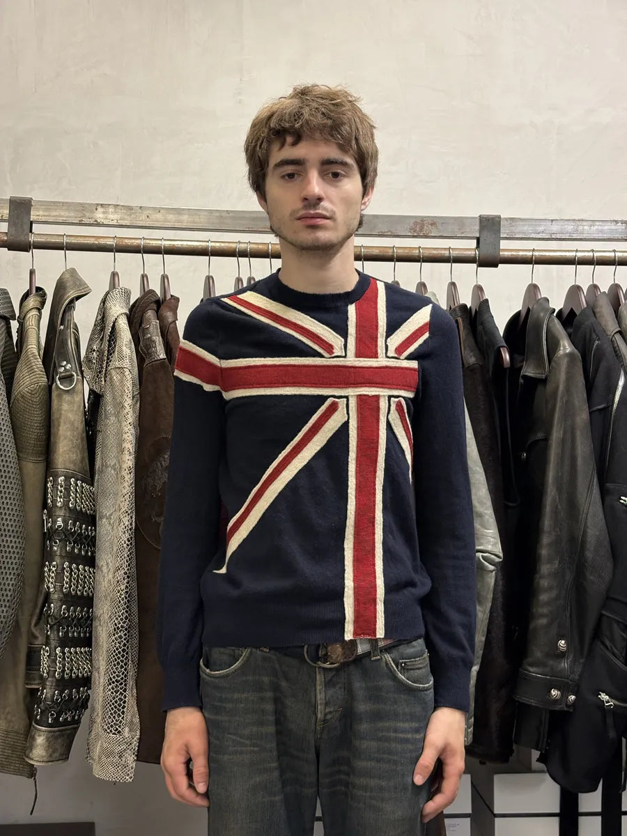 2000s Moschino Navy UK Flag Sweater – Dolce Vita Hub