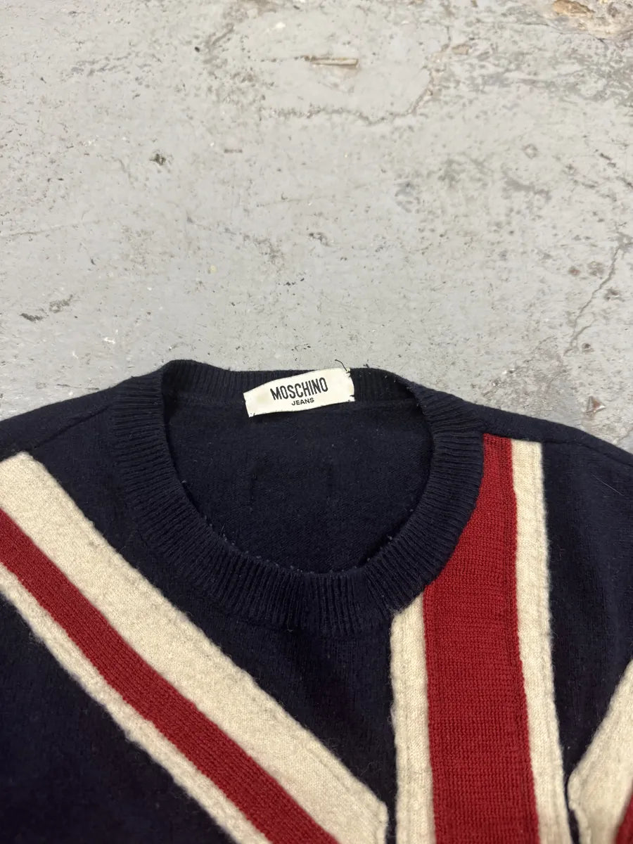 2000s Moschino Navy UK Flag Sweater RZMBdID 5