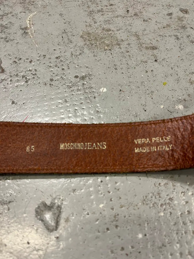 2000s Moschino Orange Leather Heart Belt CoLmxIe 6