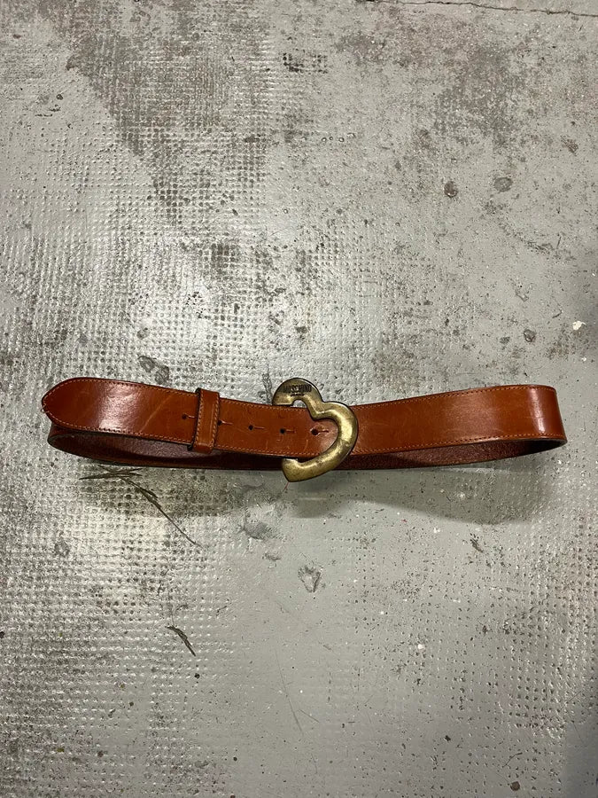 2000s Moschino Orange Leather Heart Belt CoLmxIe 2