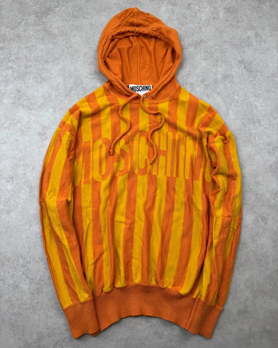 2000s Moschino Orange Yellow Striped Hoodie ZRlxPDO 0