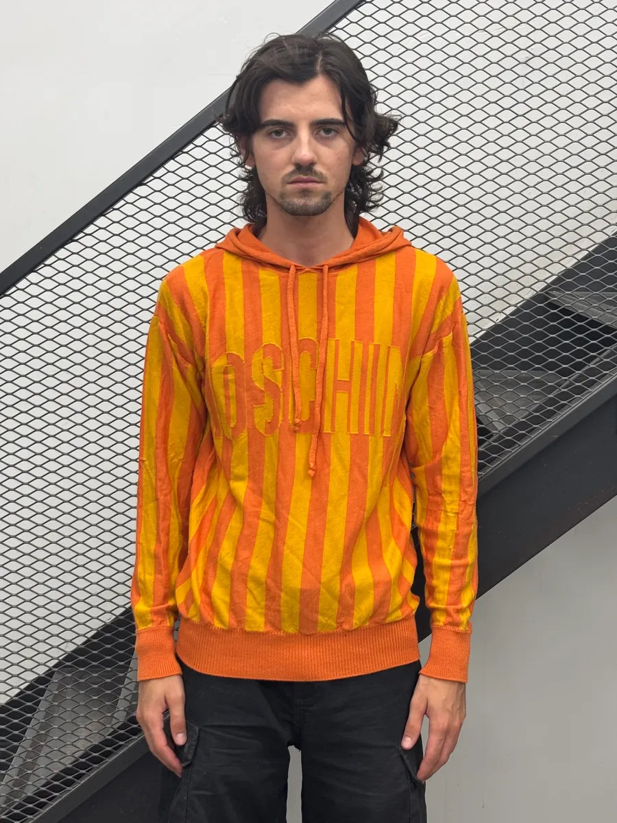 2000s Moschino Orange Yellow Striped Hoodie ZRlxPDO 1