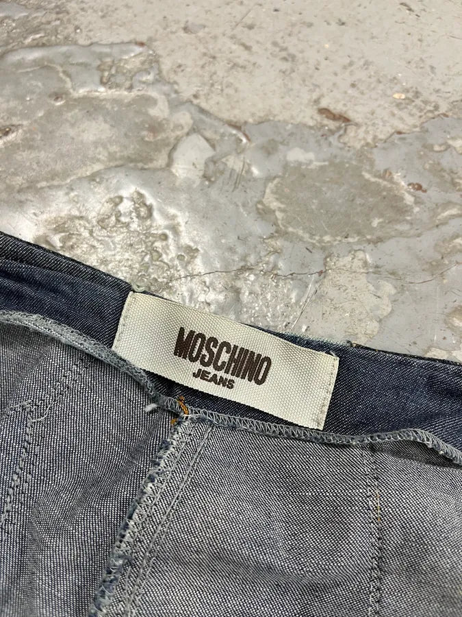 2000s Moschino Patchwork Lines Blue Denim Jeans GDogPSH 9