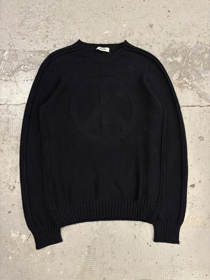 2000s Moschino Peace Navy Wool Sweater DNaatVV 0