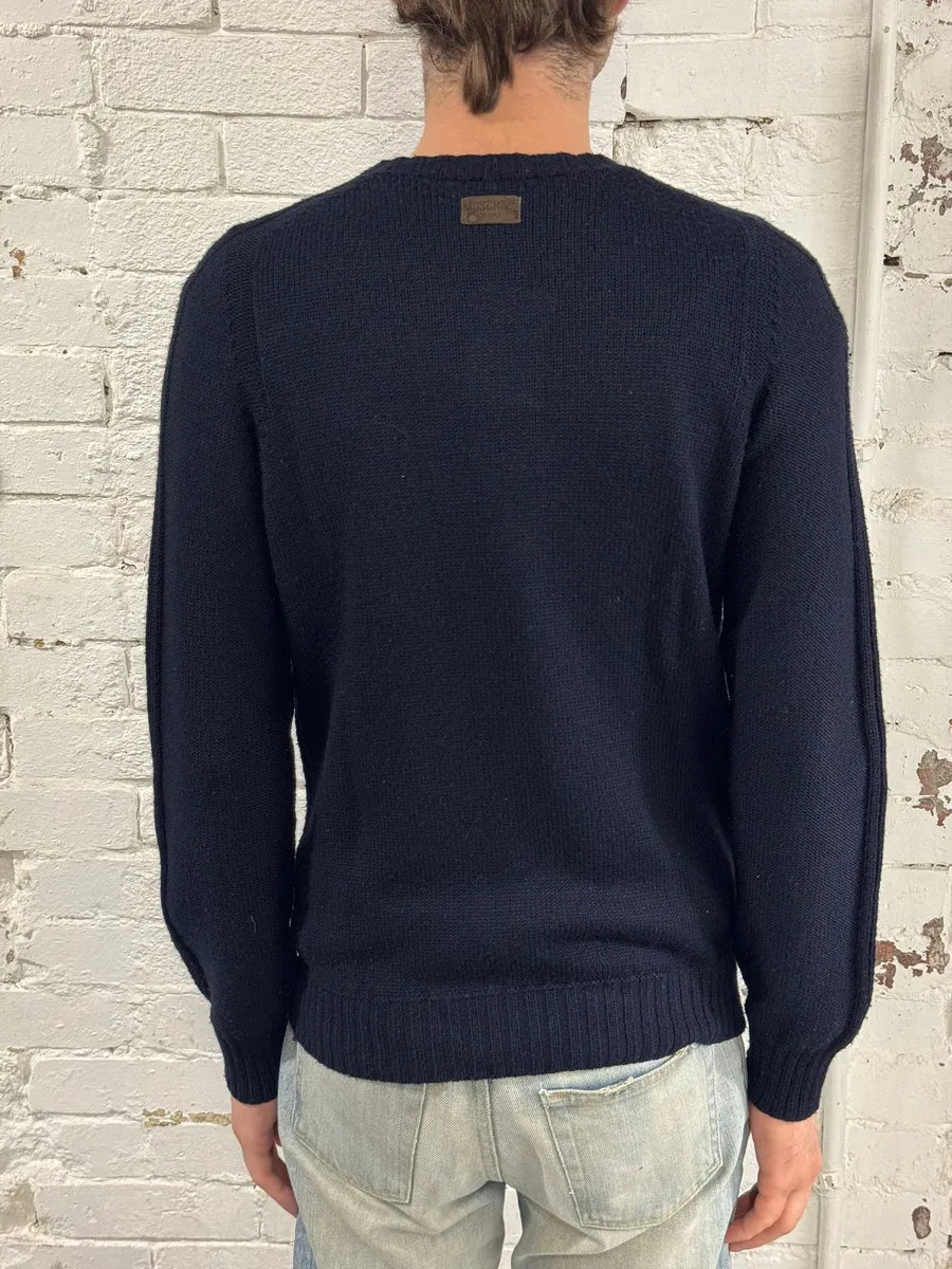 2000s Moschino Peace Navy Wool Sweater DNaatVV 2