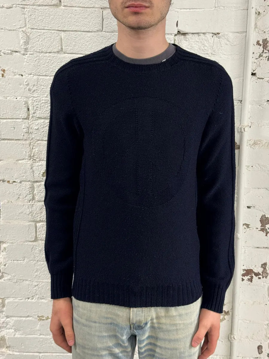 2000s Moschino Peace Navy Wool Sweater DNaatVV 1