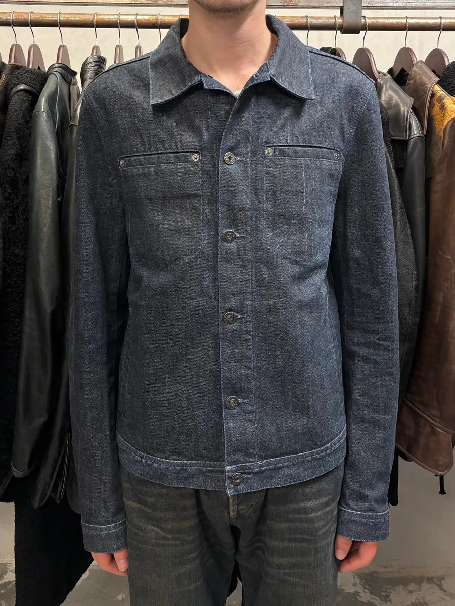 2000s Moschino Peace Raw Navy Denim Jacket EXNpcbG 1