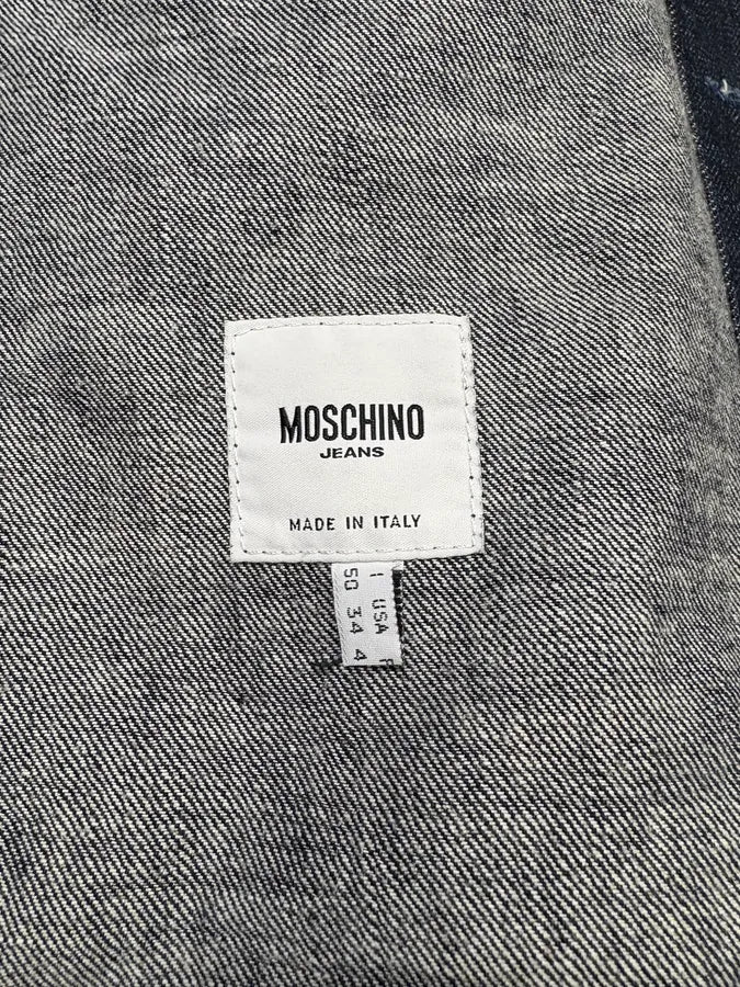 2000s Moschino Peace Raw Navy Denim Jacket EXNpcbG 10