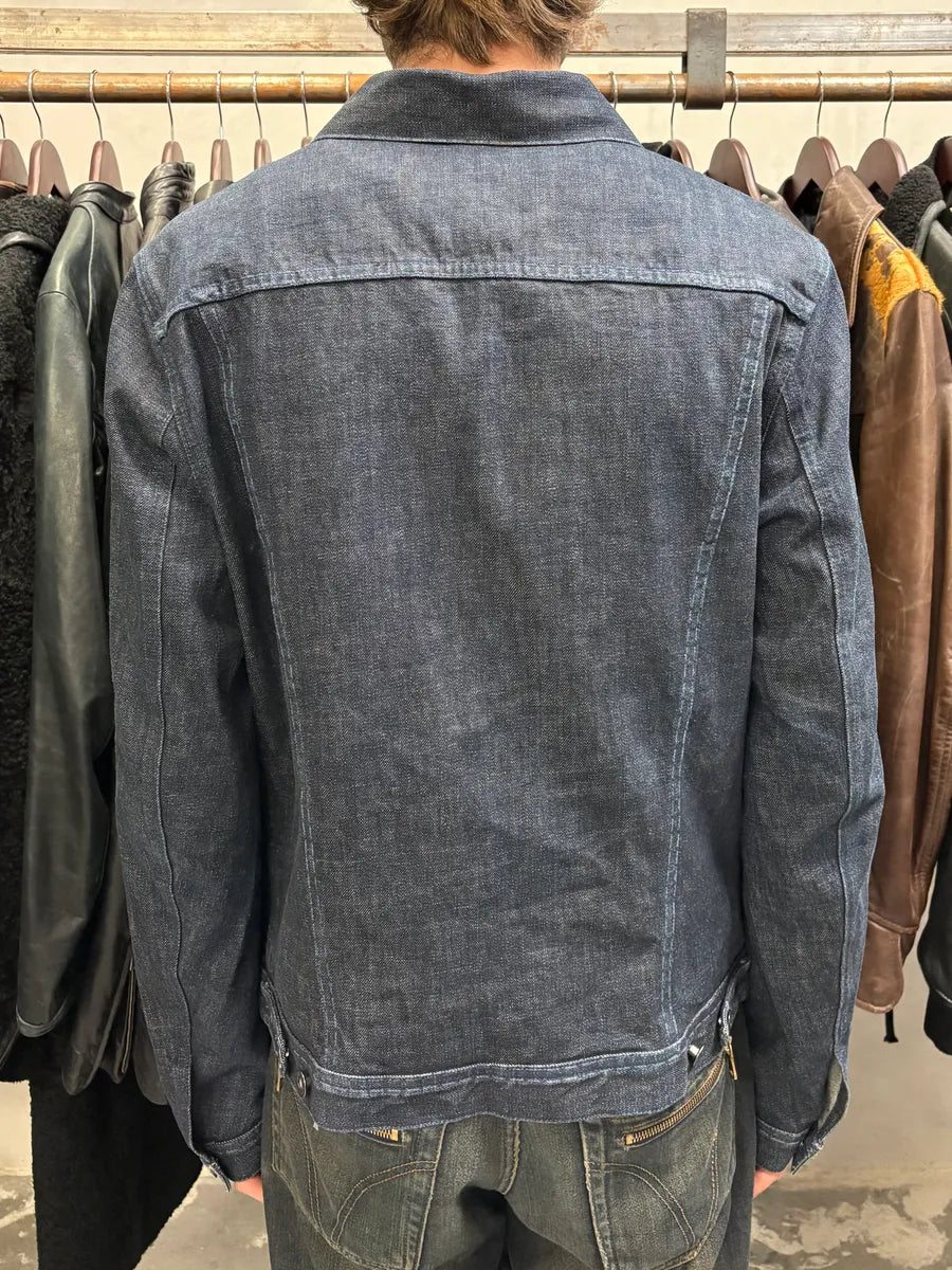 2000s Moschino Peace Raw Navy Denim Jacket EXNpcbG 2