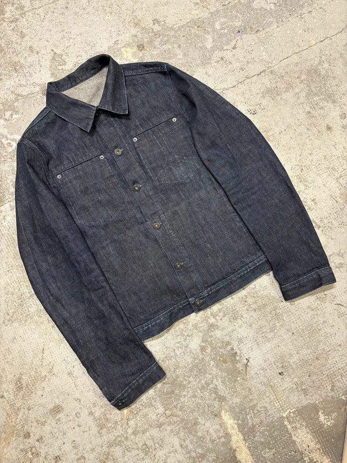 2000s Moschino Peace Raw Navy Denim Jacket EXNpcbG 3