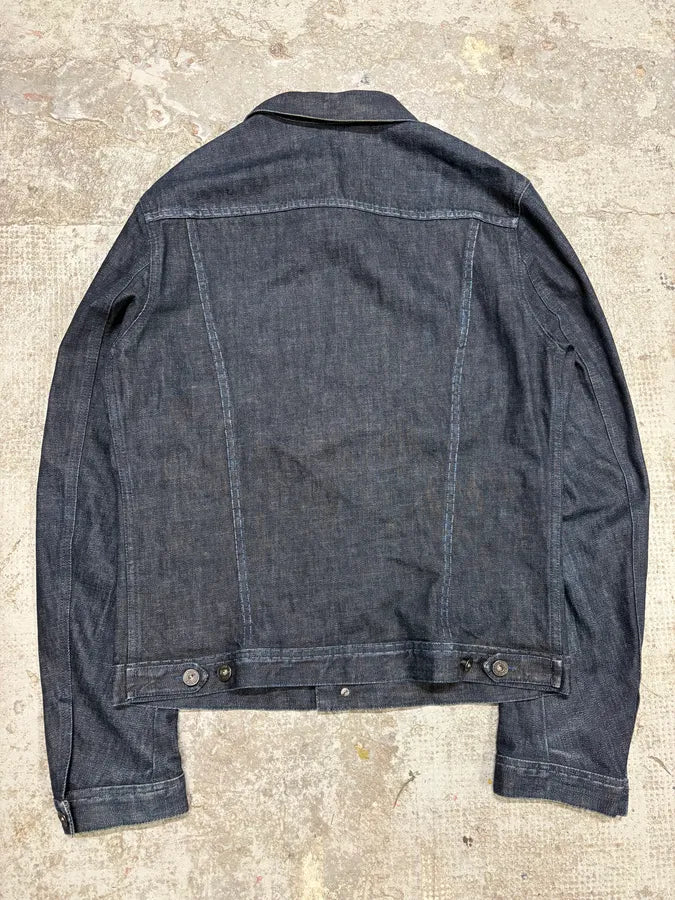 2000s Moschino Peace Raw Navy Denim Jacket EXNpcbG 5