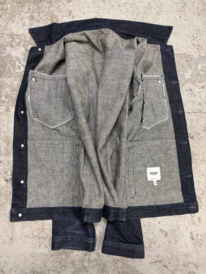2000s Moschino Peace Raw Navy Denim Jacket EXNpcbG 6